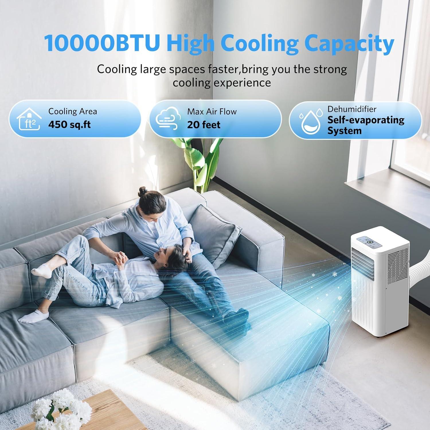 image10000 BTUs Portable Air Conditioners with coolingdehumidificationfansleep mode4IN1 Portable AC with 24H Timer ampamp Remote Control ampamp Window Kit10 000BTUs with Remote Control