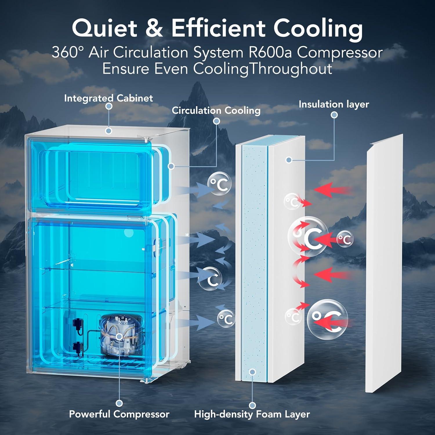 image31 CuFt Mini Fridge with Freezer 2 Door Compact Refrigerator Mini Fridge with Adjustable Removable Glass Shelves for Bedroom Office Dorm or Apartment BlackWhite