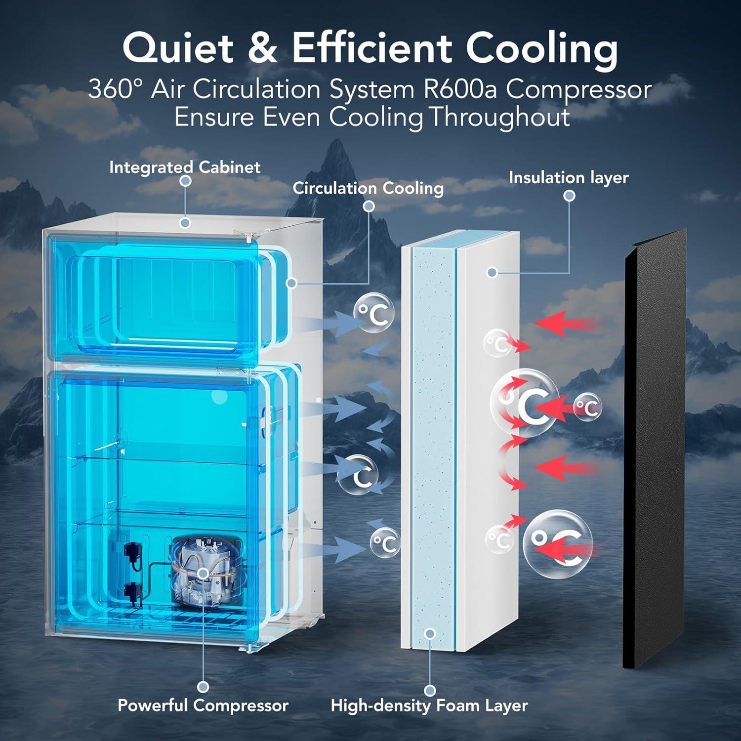 image31 CuFt Mini Fridge with Freezer 2 Door Compact Refrigerator Mini Fridge with Adjustable Removable Glass Shelves for Bedroom Office Dorm or Apartment BlackSilver