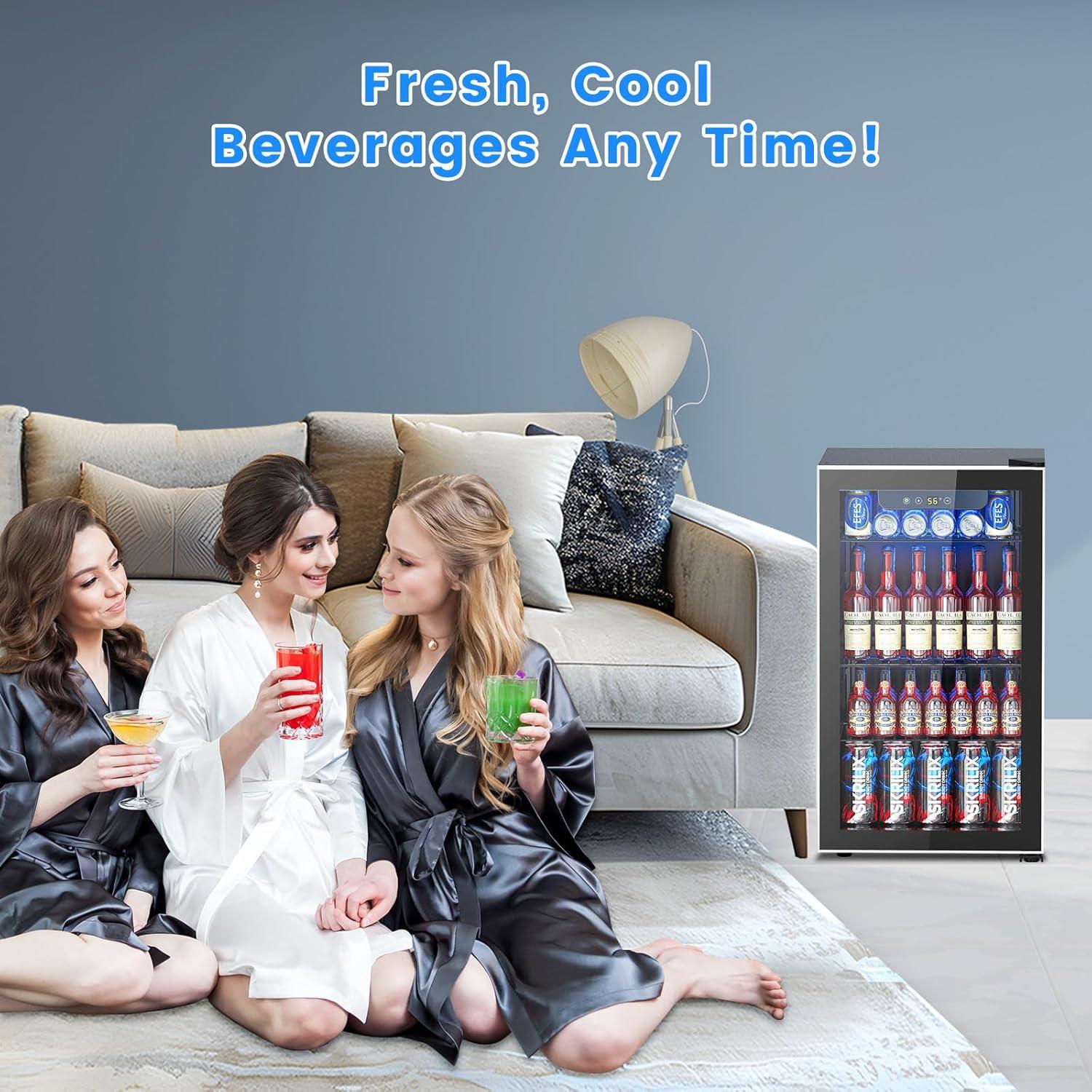 image46 Bottle 234 Inches Refrigerator Wine Fridge for Red White Champagne Beer Temperature 41F68F Freestanding Builtin Glass Door 53 CuftDual Zone SilverBlack