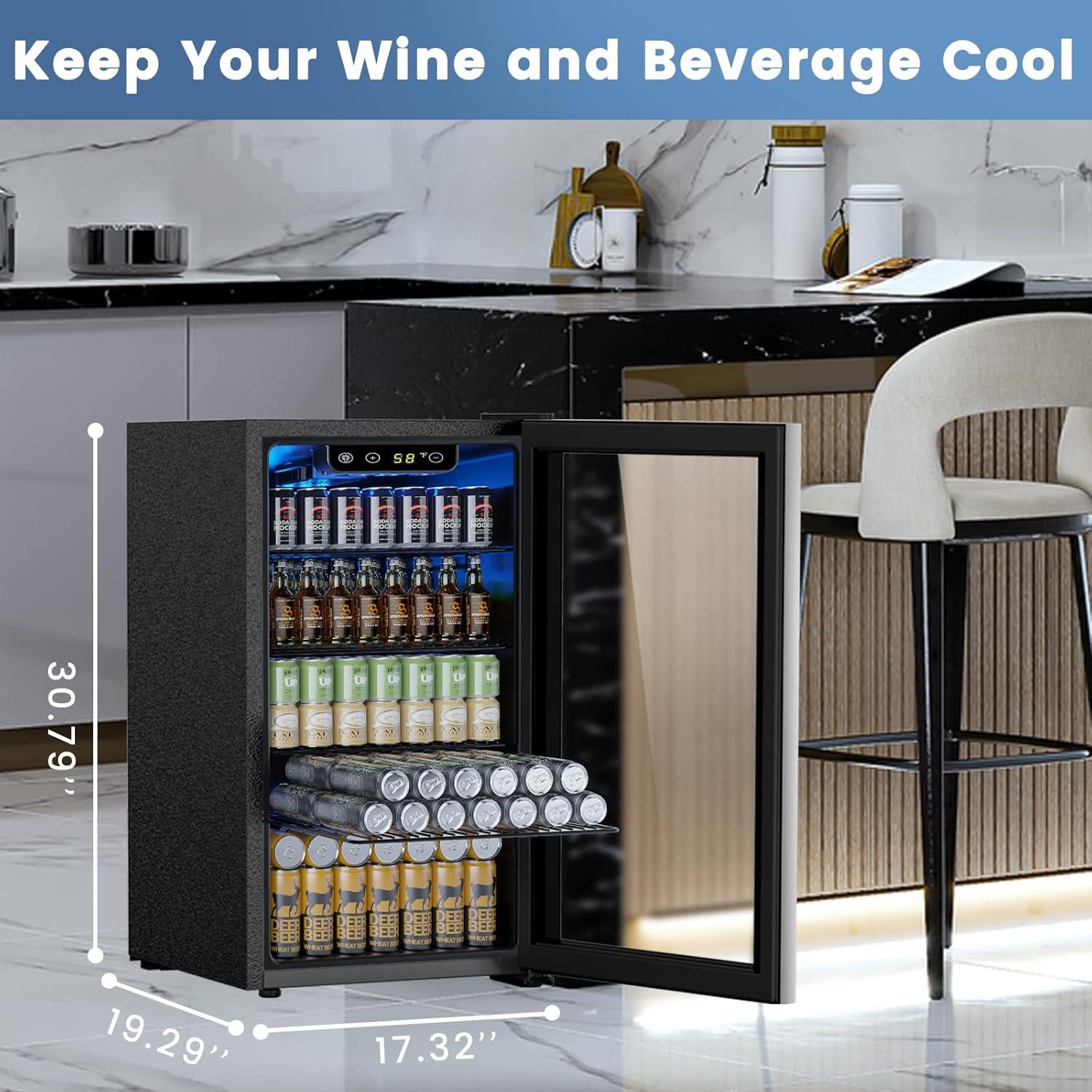 image46 Bottle 234 Inches Refrigerator Wine Fridge for Red White Champagne Beer Temperature 41F68F Freestanding Builtin Glass Door 53 CuftDual Zone SilverBlack