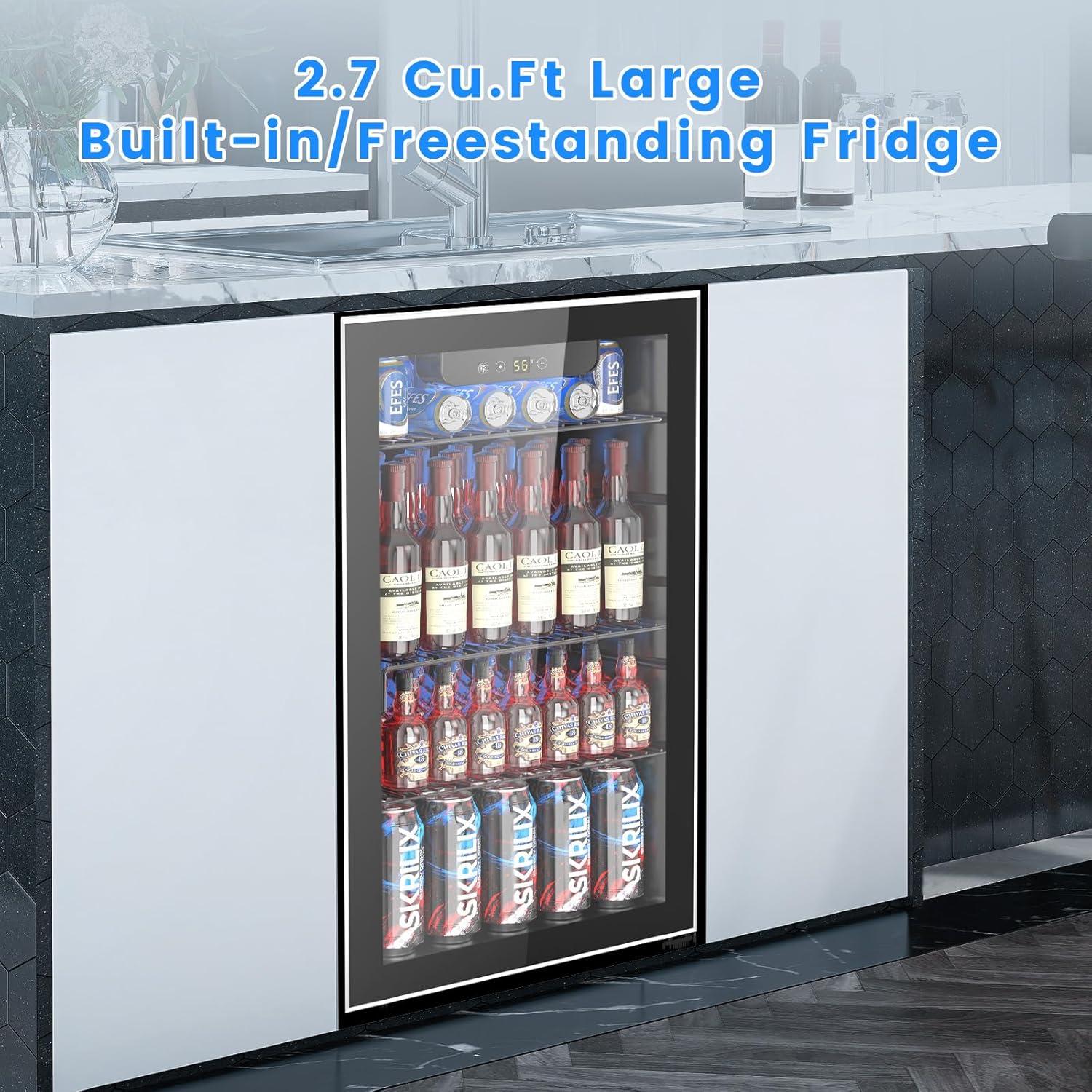 image46 Bottle 234 Inches Refrigerator Wine Fridge for Red White Champagne Beer Temperature 41F68F Freestanding Builtin Glass Door 53 CuftDual Zone SilverBlack