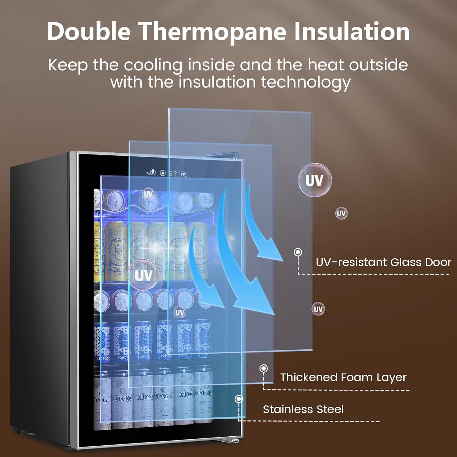 image46 Bottle 234 Inches Refrigerator Wine Fridge for Red White Champagne Beer Temperature 41F68F Freestanding Builtin Glass Door 53 CuftDual Zone SilverBlack