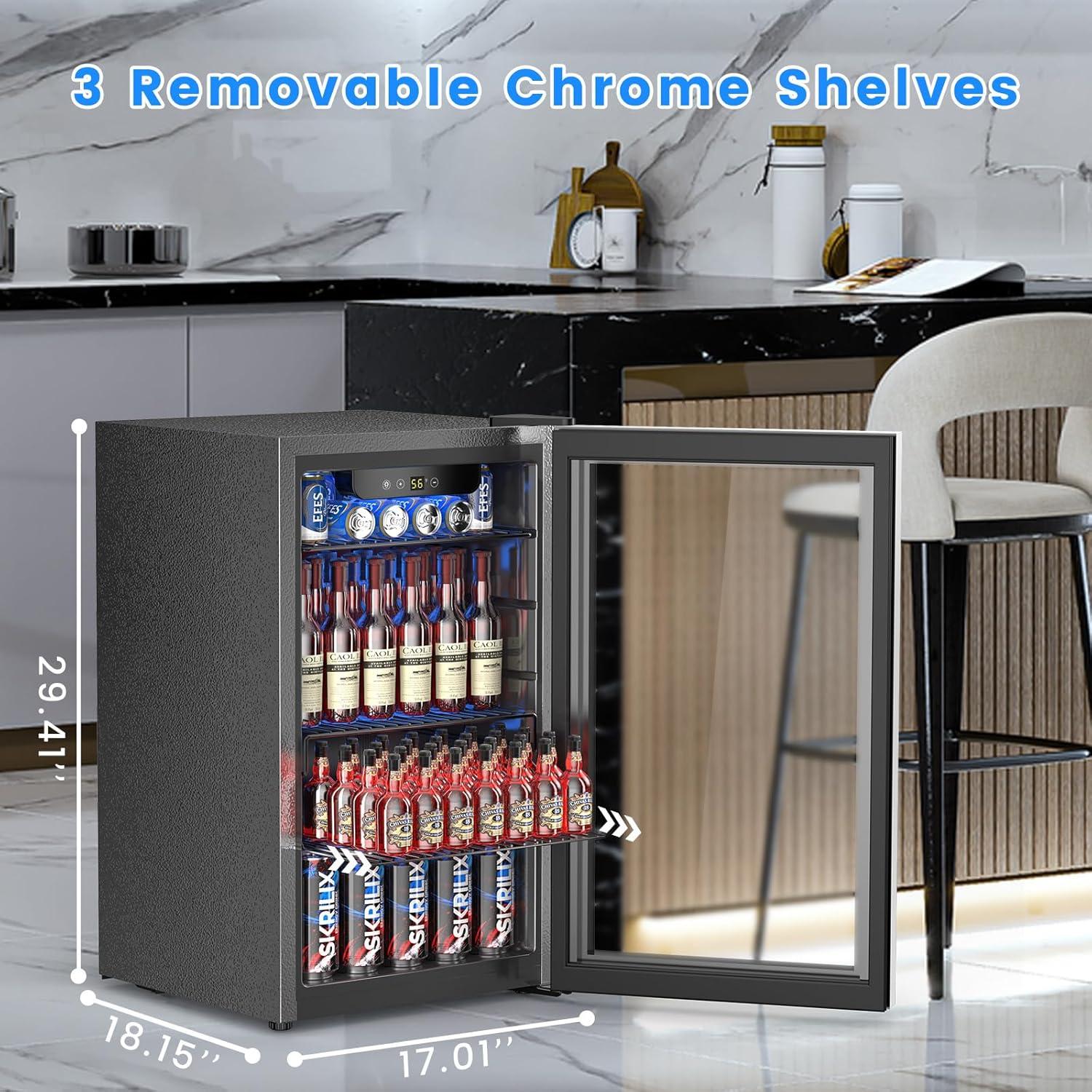 image46 Bottle 234 Inches Refrigerator Wine Fridge for Red White Champagne Beer Temperature 41F68F Freestanding Builtin Glass Door 53 CuftDual Zone SilverBlack