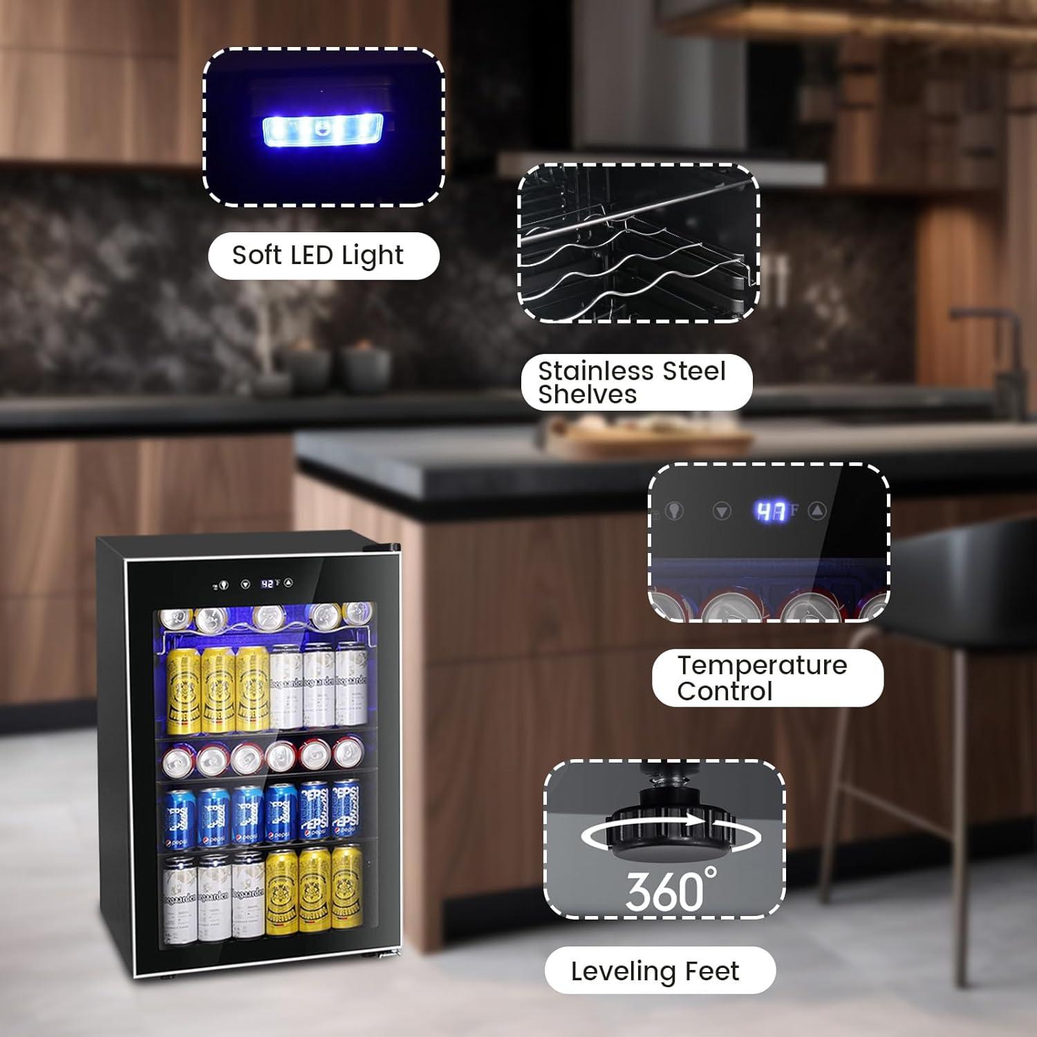 image46 Bottle 234 Inches Refrigerator Wine Fridge for Red White Champagne Beer Temperature 41F68F Freestanding Builtin Glass Door 53 CuftDual Zone SilverBlack
