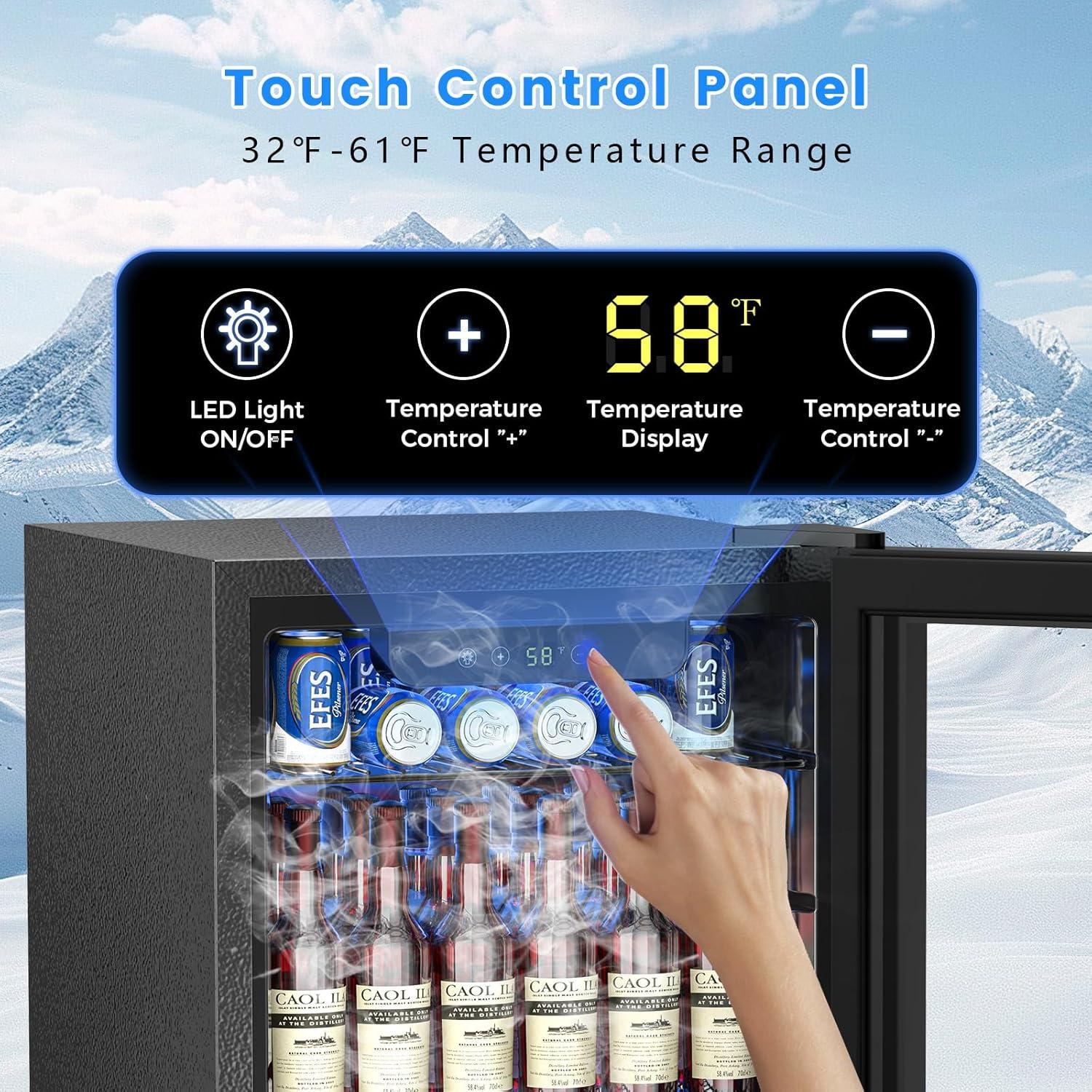 image46 Bottle 234 Inches Refrigerator Wine Fridge for Red White Champagne Beer Temperature 41F68F Freestanding Builtin Glass Door 53 CuftDual Zone SilverBlack