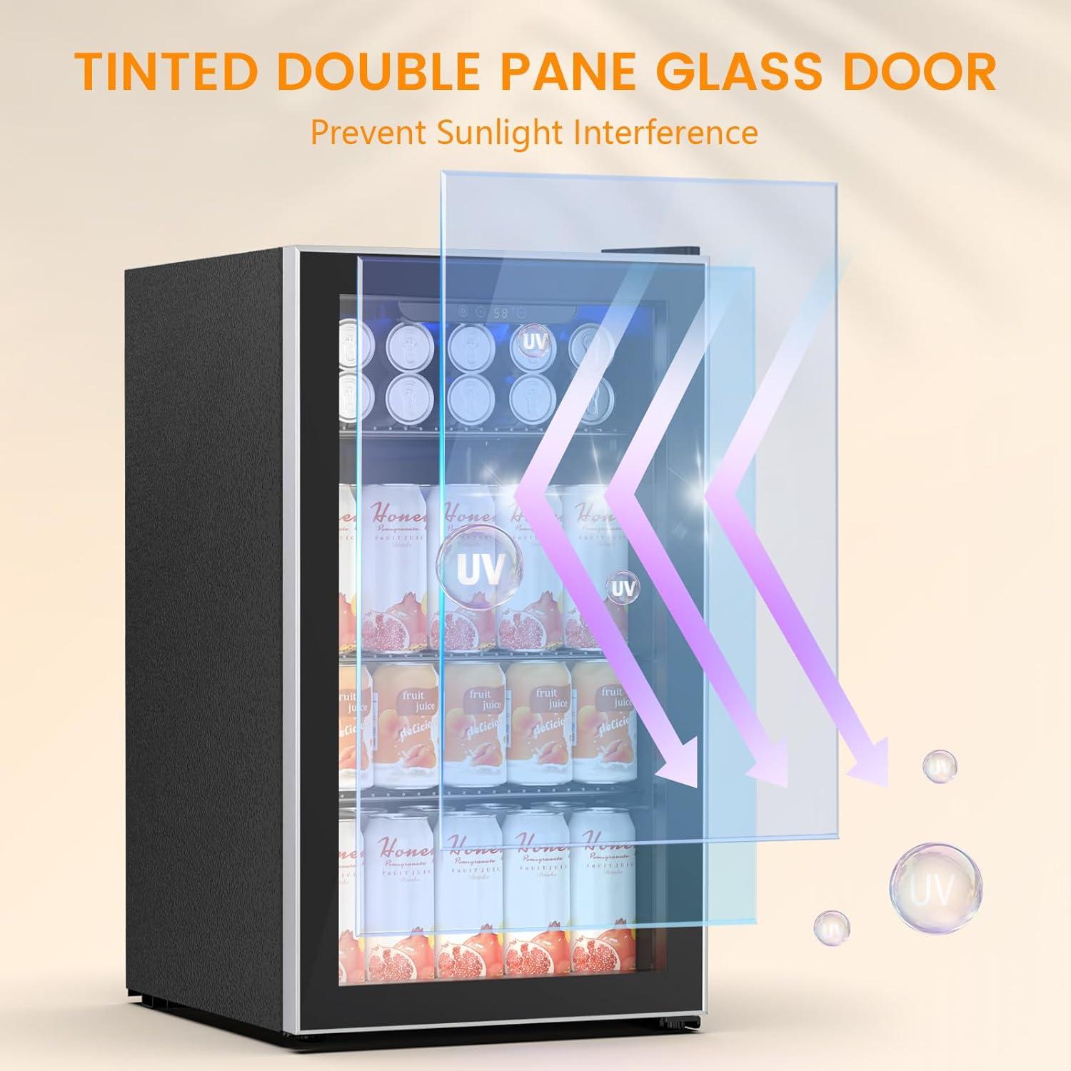 image46 Bottle 234 Inches Refrigerator Wine Fridge for Red White Champagne Beer Temperature 41F68F Freestanding Builtin Glass Door 53 CuftDual Zone SilverBlack