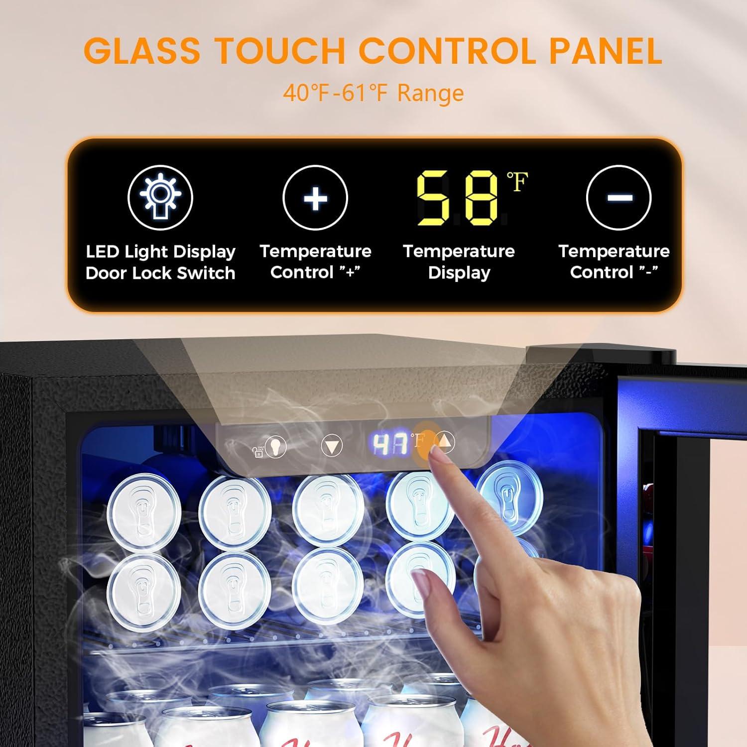 image46 Bottle 234 Inches Refrigerator Wine Fridge for Red White Champagne Beer Temperature 41F68F Freestanding Builtin Glass Door 53 CuftDual Zone SilverSilver
