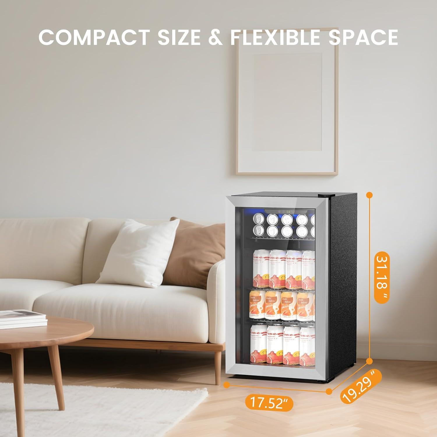 image46 Bottle 234 Inches Refrigerator Wine Fridge for Red White Champagne Beer Temperature 41F68F Freestanding Builtin Glass Door 53 CuftDual Zone SilverSilver