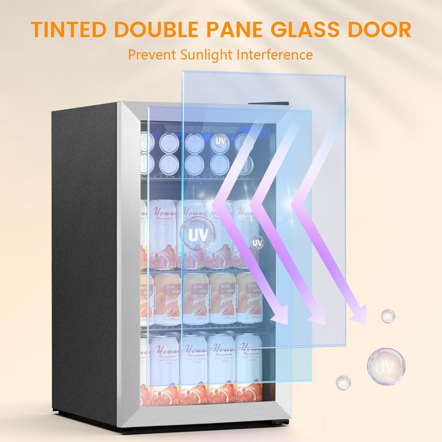 image46 Bottle 234 Inches Refrigerator Wine Fridge for Red White Champagne Beer Temperature 41F68F Freestanding Builtin Glass Door 53 CuftDual Zone SilverSilver