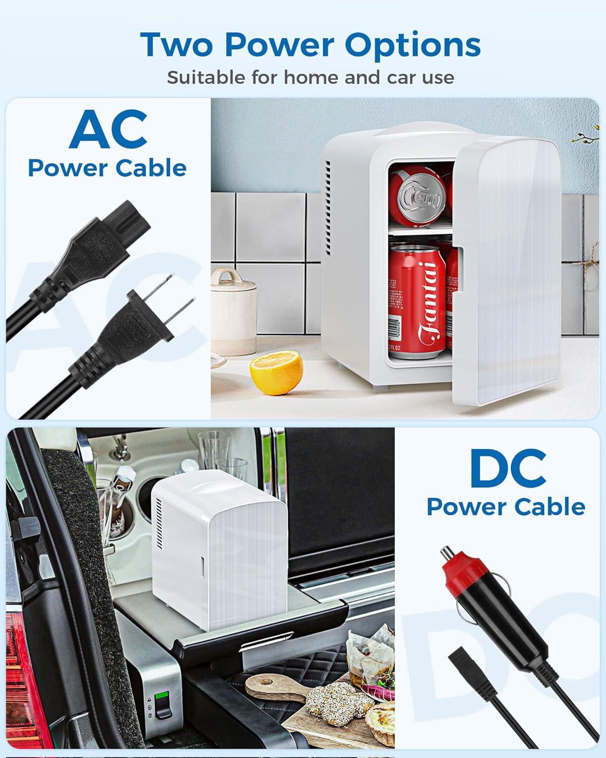image4L6 Cans Mini Fridge Portable Compact Refrigerator Small Skin Care Fridge Food and Drinks Small Cooler for Bedroom Dorm Car Office WhiteCooling  Heating