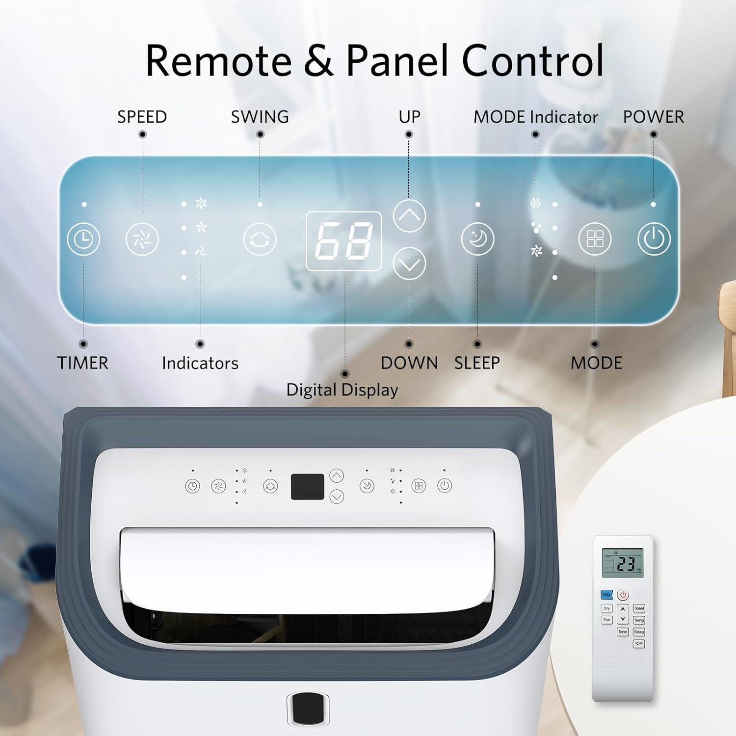 image8000 BTUs Portable Air Conditioners with coolingdehumidificationfansleep mode4IN1 Portable AC with 24H Timer ampamp Remote Control ampamp Window Kit12000 BTUs