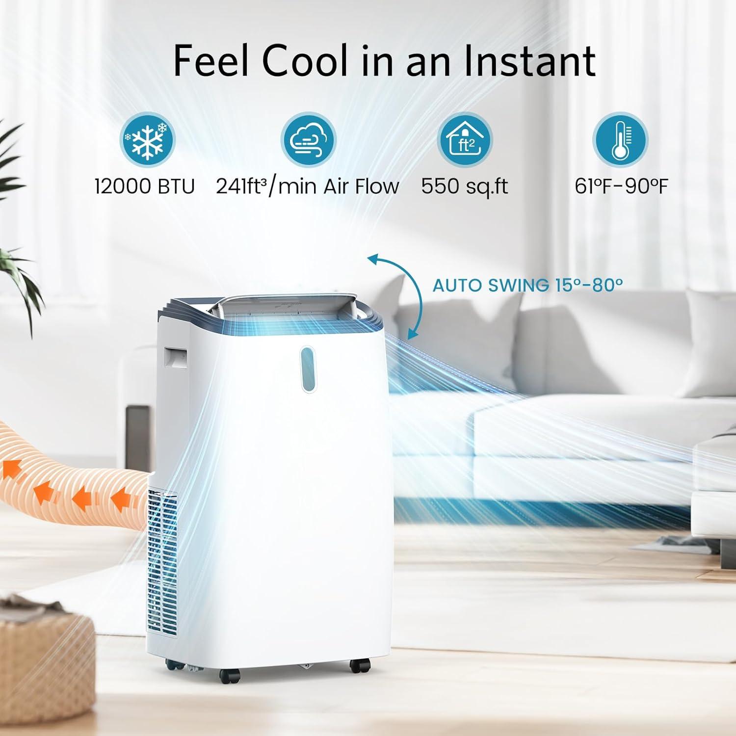 image8000 BTUs Portable Air Conditioners with coolingdehumidificationfansleep mode4IN1 Portable AC with 24H Timer ampamp Remote Control ampamp Window Kit12000 BTUs