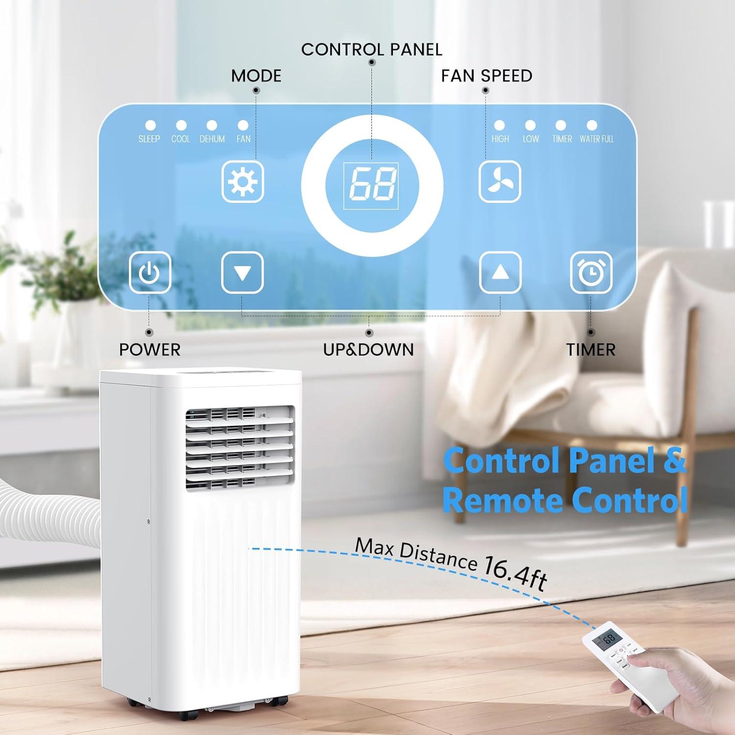 image8000 BTUs Portable Air Conditioners with coolingdehumidificationfansleep mode4IN1 Portable AC with 24H Timer ampamp Remote Control ampamp Window Kit8000 BTUs with Window Kit