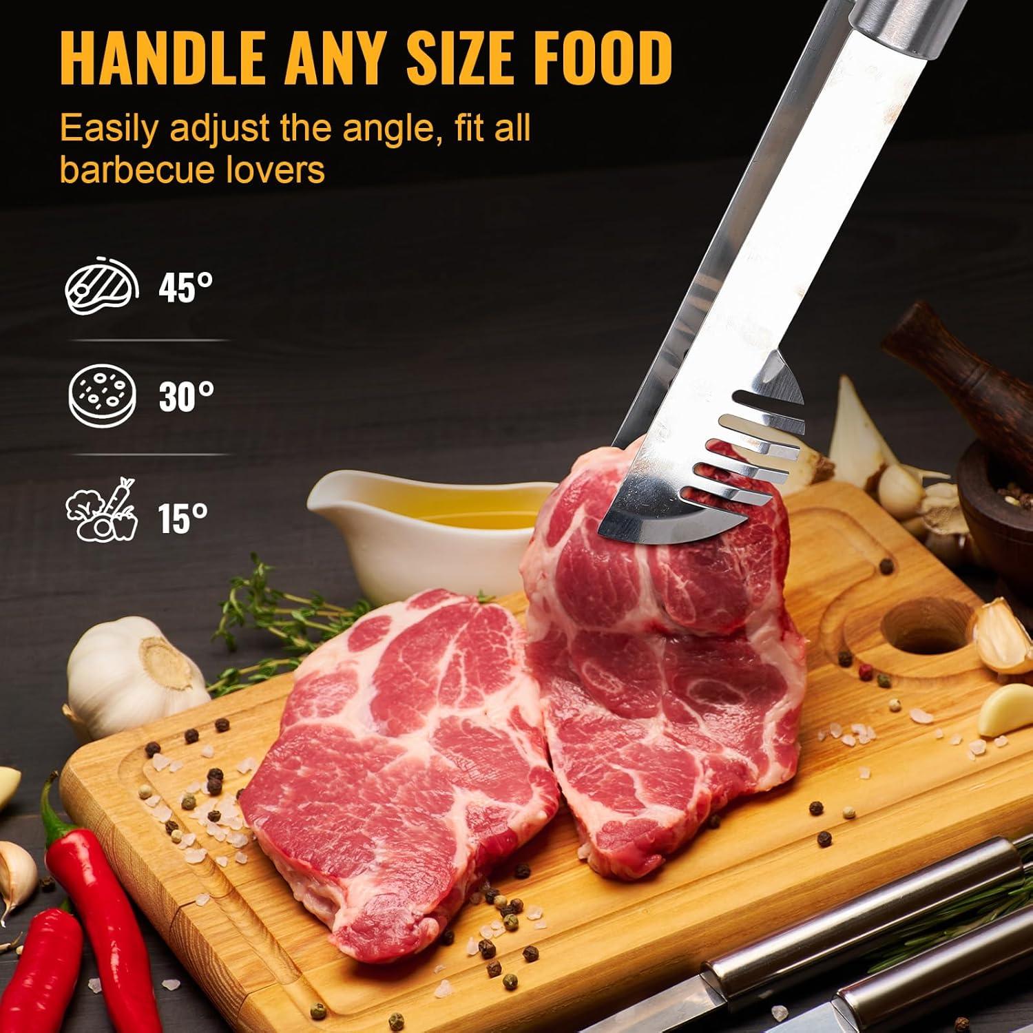 imageBBQ Grilling Accessories 16Inch Stainless Steel BBQ Grill Tools Set for Men Heavy Duty Grilling Accessories Kit for Camping Kitchen Extra Thick Barbecue Utensil6 PCS