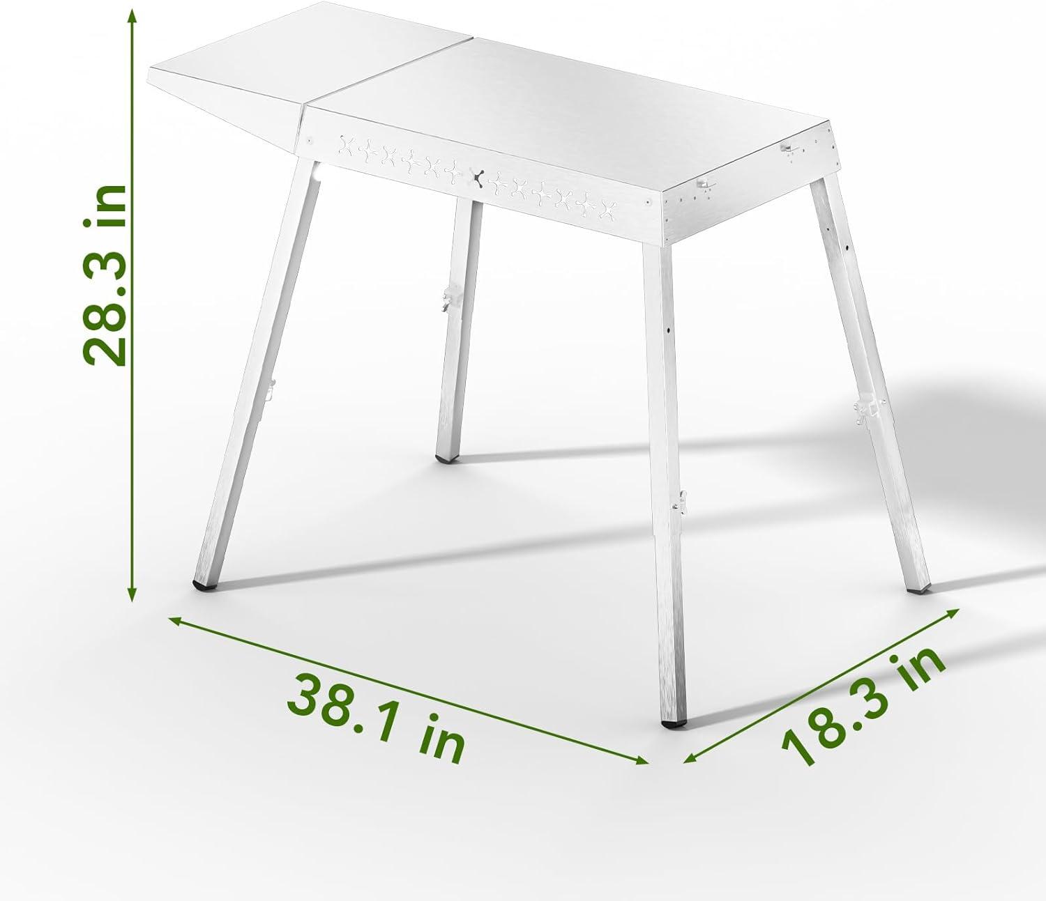 imageFood Grade 304 Stainless Steel BBQ Grill Table fits Tabletop Griddle Outdoor Grill Table with 4 Foldable Legs Portable Grill Stand for RV Camping TailgatingFit 20 Griddle