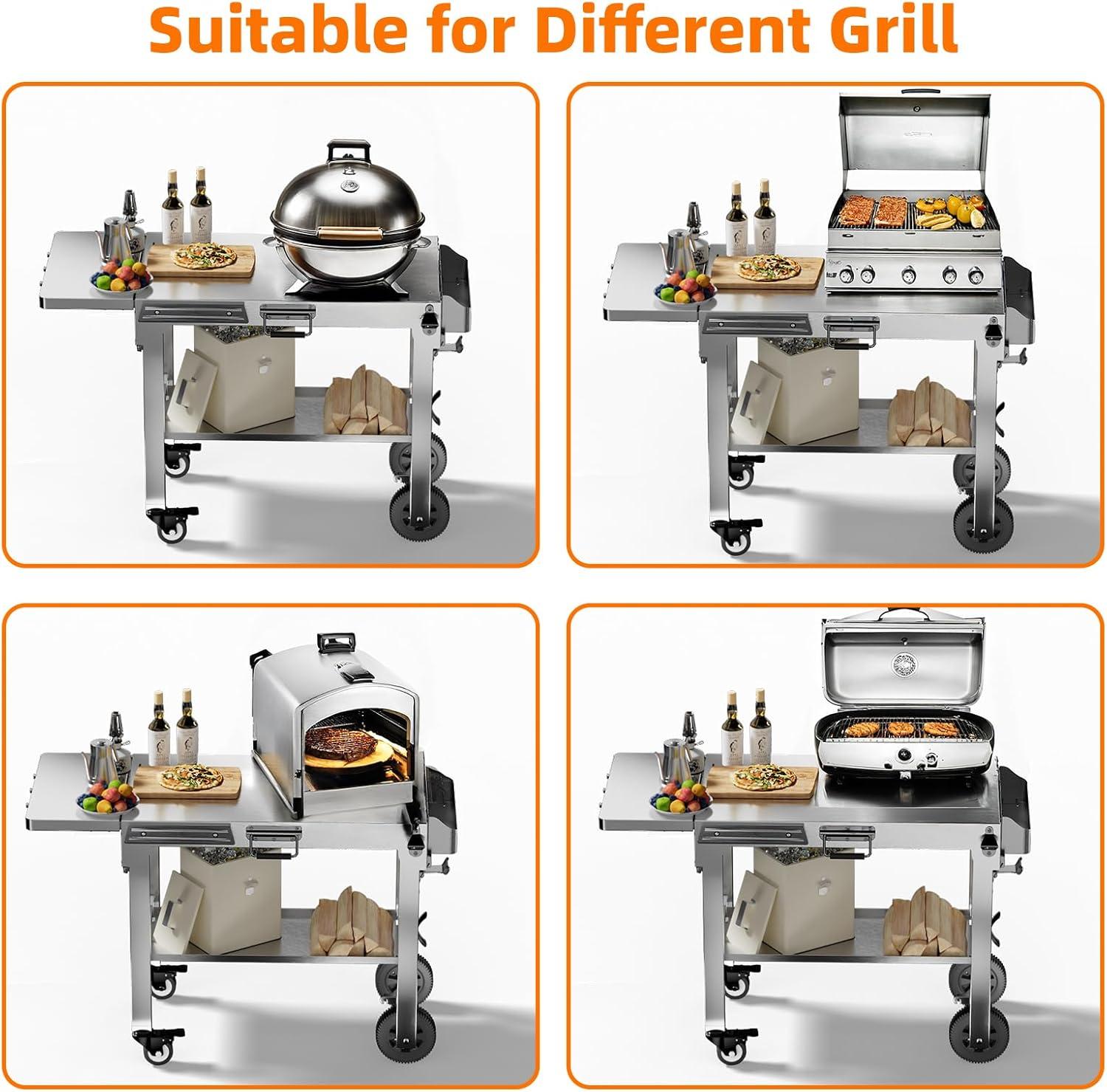 imageFood Grade 304 Stainless Steel BBQ Grill Table fits Tabletop Griddle Outdoor Grill Table with 4 Foldable Legs Portable Grill Stand for RV Camping TailgatingFit 22 Griddle