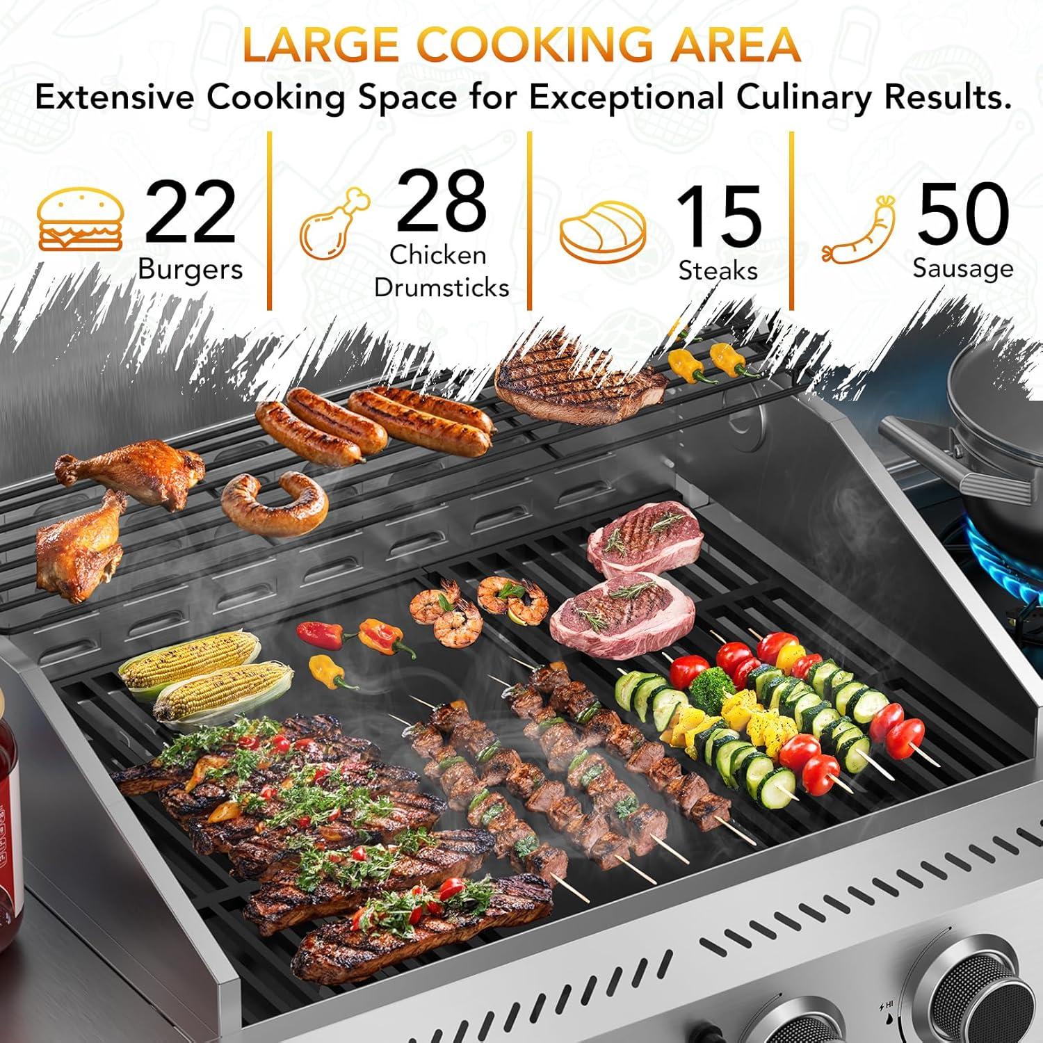 imageGas GrillHeavyDuty Stainless Steel BBQ Grill4 Burner Gas Grill with Side Burner42000 BTU Propane Grill for Outdoor CookingBarbecueGarden and Patio BackyardAll stainless steel 4Burner Grills
