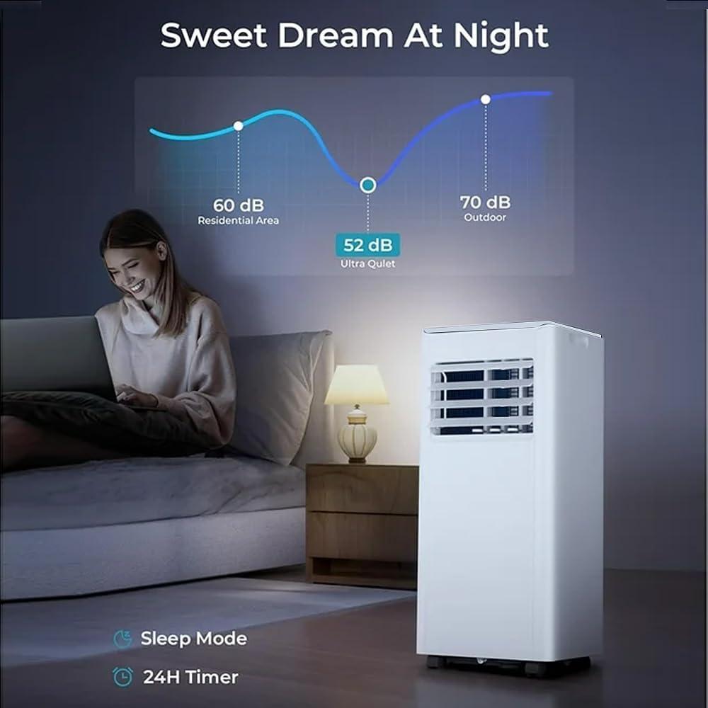 imagePortable Air Conditioner 8000 BTU Cools Up to 350 Sq Ft 3in1 Modes Portable AC Unit Remote Control LED Display Auto Shutoff AC with Window Kits for Bedroom Home Office White8000 BTU