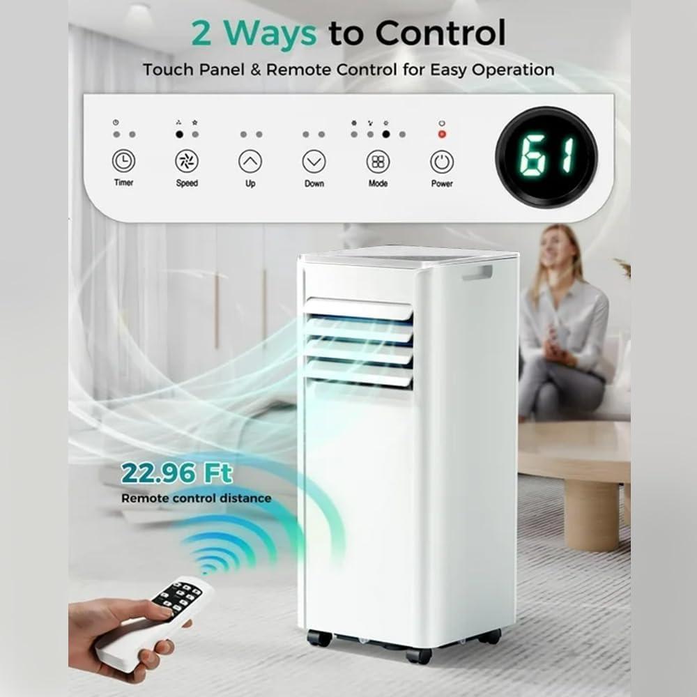 imagePortable Air Conditioner 8000 BTU Cools Up to 350 Sq Ft 3in1 Modes Portable AC Unit Remote Control LED Display Auto Shutoff AC with Window Kits for Bedroom Home Office White10000 BTU