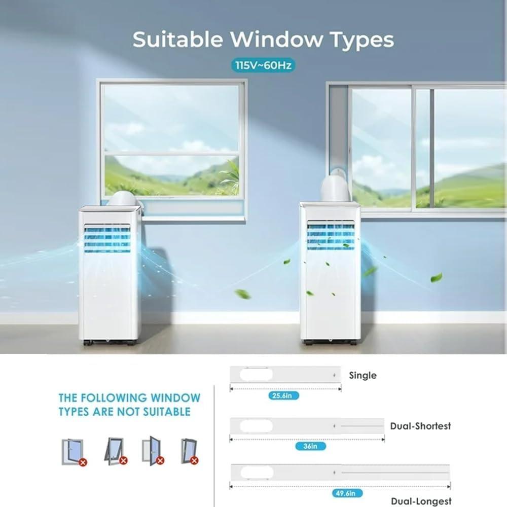 imagePortable Air Conditioner 8000 BTU Cools Up to 350 Sq Ft 3in1 Modes Portable AC Unit Remote Control LED Display Auto Shutoff AC with Window Kits for Bedroom Home Office White10000 BTU