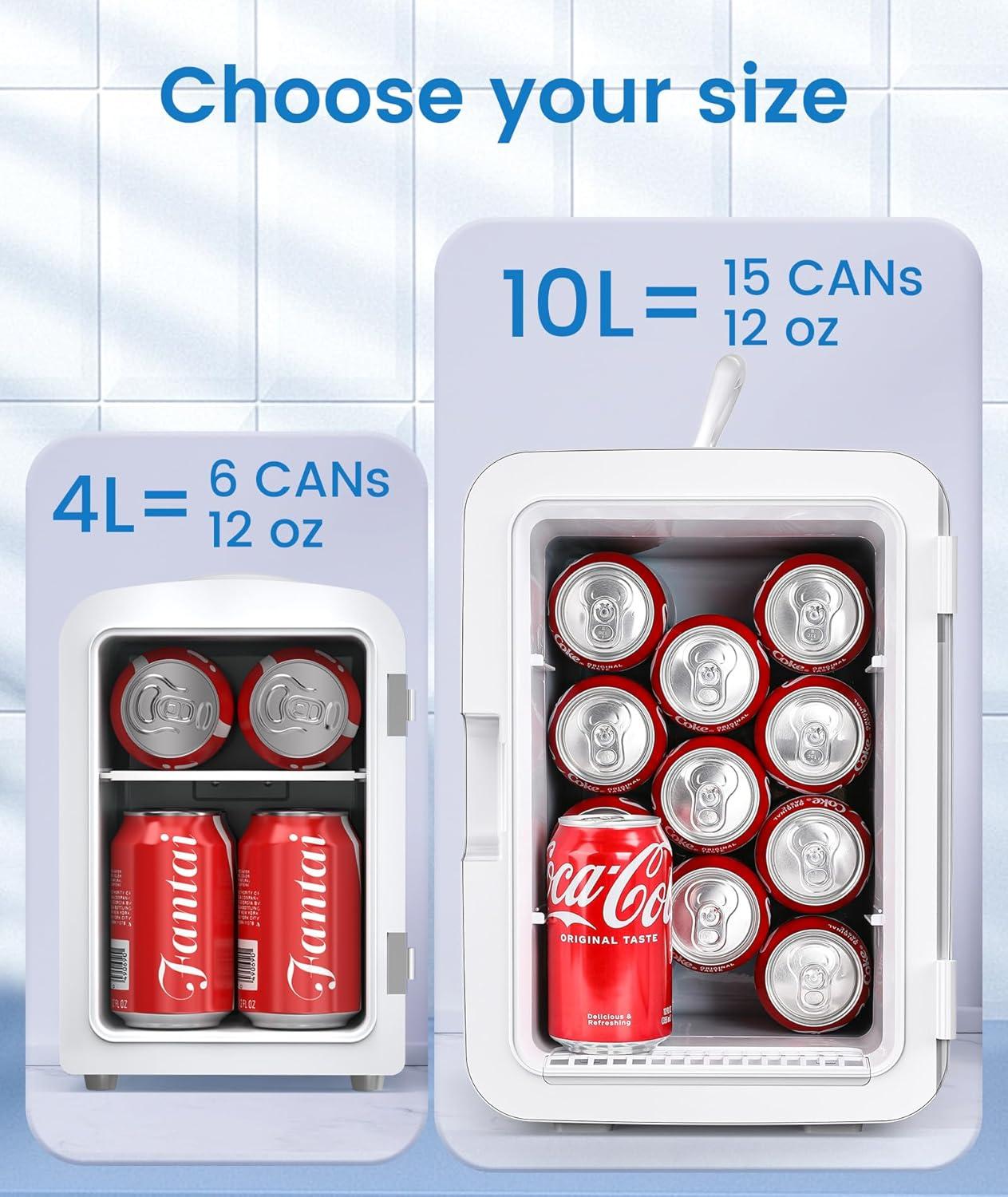imageSkincare Fridge With Builtin LED Light Mirror 4L Compact Mini Refrigerator ACDC Portable 6 Can Small Cosmetics Cooler for Makeup Beverage Food Bedroom Office ampamp Dorm BlackWhite
