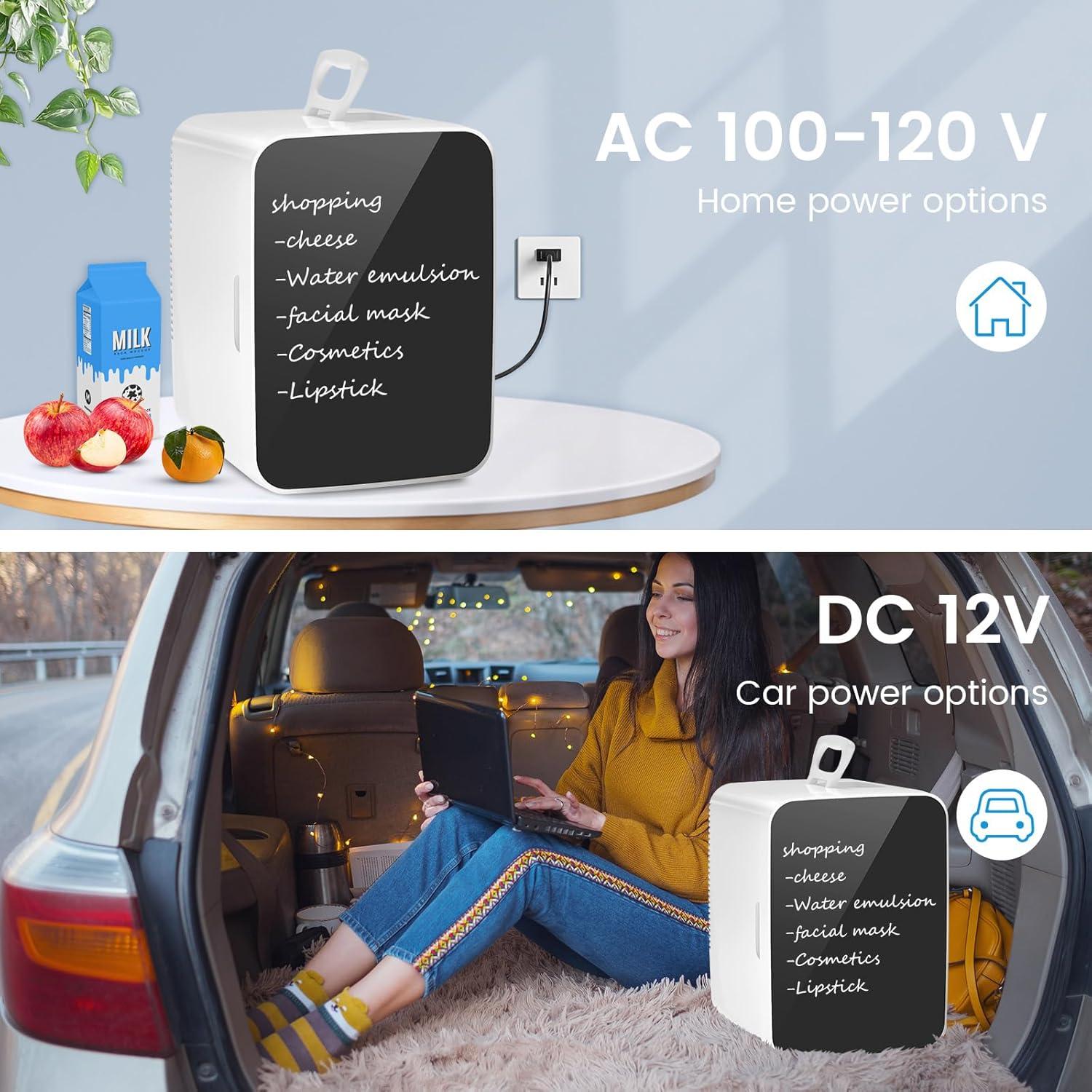 imageSkincare Fridge With Builtin LED Light Mirror 4L Compact Mini Refrigerator ACDC Portable 6 Can Small Cosmetics Cooler for Makeup Beverage Food Bedroom Office ampamp Dorm BlackWhite