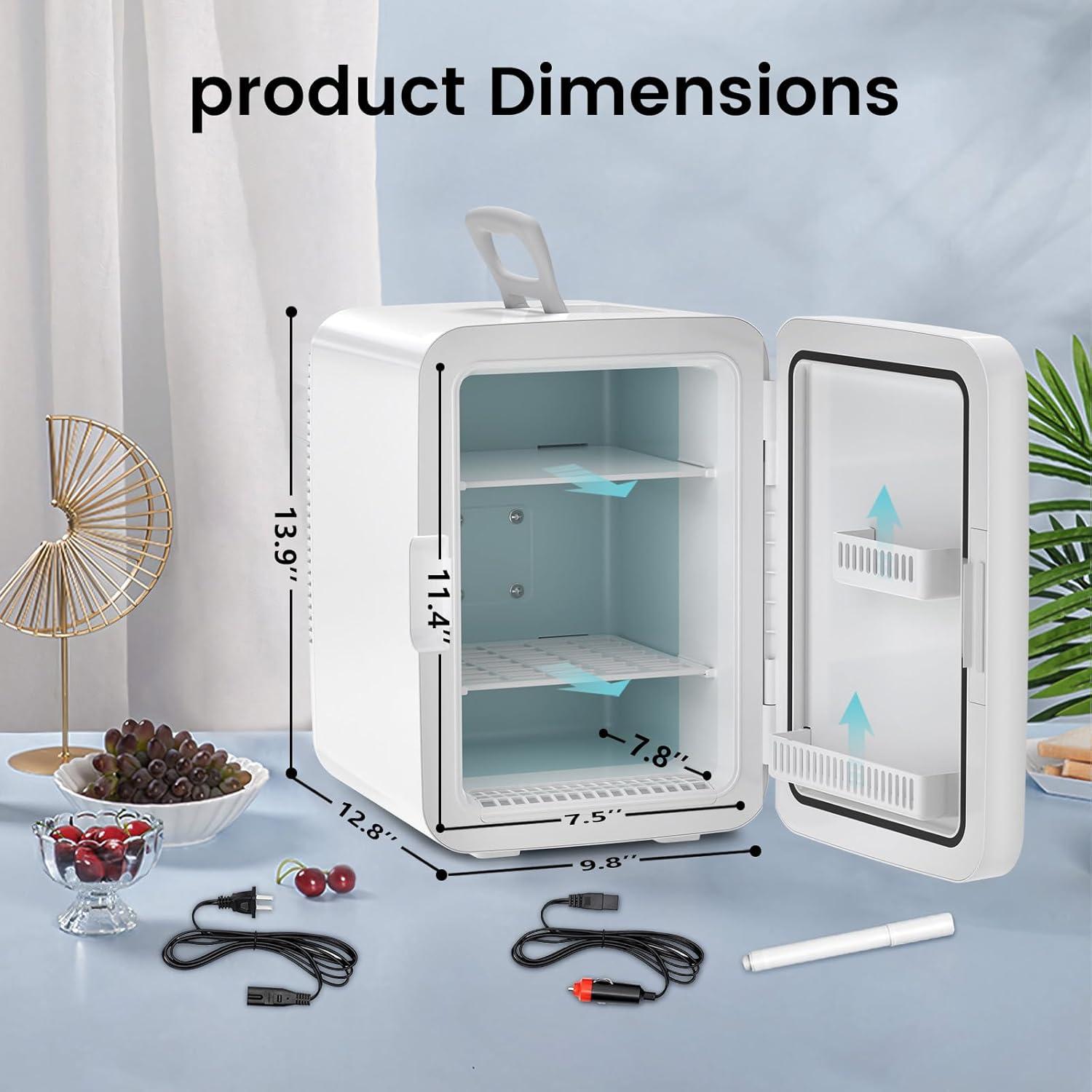 imageSkincare Fridge With Builtin LED Light Mirror 4L Compact Mini Refrigerator ACDC Portable 6 Can Small Cosmetics Cooler for Makeup Beverage Food Bedroom Office ampamp Dorm BlackWhite