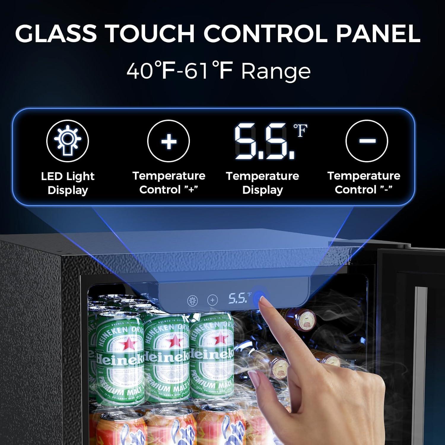 imageWine Cooler Refrigerator 37 Bottle Freestanding Cabinet Wine Cellars Wine Fridge with Glass Door 145 Can Beverage Refrigerator for Home Use Protecting Your Reds and WhitesBlack