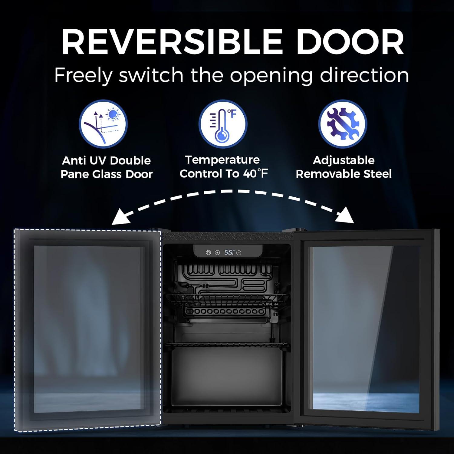 imageWine Cooler Refrigerator 37 Bottle Freestanding Cabinet Wine Cellars Wine Fridge with Glass Door 145 Can Beverage Refrigerator for Home Use Protecting Your Reds and WhitesBlack