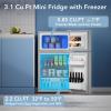 image31 CuFt Mini Fridge with Freezer 2 Door Compact Refrigerator Mini Fridge with Adjustable Removable Glass Shelves for Bedroom Office Dorm or Apartment BlackGrey