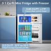 image31 CuFt Mini Fridge with Freezer 2 Door Compact Refrigerator Mini Fridge with Adjustable Removable Glass Shelves for Bedroom Office Dorm or Apartment BlackWhite