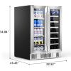 image46 Bottle 234 Inches Refrigerator Wine Fridge for Red White Champagne Beer Temperature 41F68F Freestanding Builtin Glass Door 53 CuftDual Zone SilverSilver