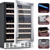image46 Bottle 234 Inches Refrigerator Wine Fridge for Red White Champagne Beer Temperature 41F68F Freestanding Builtin Glass Door 53 CuftDual Zone SilverSilver