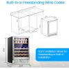 image46 Bottle 234 Inches Refrigerator Wine Fridge for Red White Champagne Beer Temperature 41F68F Freestanding Builtin Glass Door 53 CuftDual Zone SilverSilver