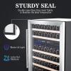 image46 Bottle 234 Inches Refrigerator Wine Fridge for Red White Champagne Beer Temperature 41F68F Freestanding Builtin Glass Door 53 CuftDual Zone SilverSilver