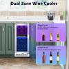 image46 Bottle 234 Inches Refrigerator Wine Fridge for Red White Champagne Beer Temperature 41F68F Freestanding Builtin Glass Door 53 CuftDual Zone SilverSilver