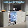 image46 Bottle 234 Inches Refrigerator Wine Fridge for Red White Champagne Beer Temperature 41F68F Freestanding Builtin Glass Door 53 CuftDual Zone SilverSilver