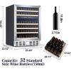 image46 Bottle 234 Inches Refrigerator Wine Fridge for Red White Champagne Beer Temperature 41F68F Freestanding Builtin Glass Door 53 CuftDual Zone SilverSilver