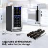 image46 Bottle 234 Inches Refrigerator Wine Fridge for Red White Champagne Beer Temperature 41F68F Freestanding Builtin Glass Door 53 CuftDual Zone SilverSilver