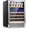 image46 Bottle 234 Inches Refrigerator Wine Fridge for Red White Champagne Beer Temperature 41F68F Freestanding Builtin Glass Door 53 CuftDual Zone SilverSilver