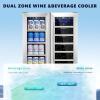 image46 Bottle 234 Inches Refrigerator Wine Fridge for Red White Champagne Beer Temperature 41F68F Freestanding Builtin Glass Door 53 CuftDual Zone SilverSilver