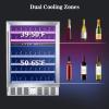image46 Bottle 234 Inches Refrigerator Wine Fridge for Red White Champagne Beer Temperature 41F68F Freestanding Builtin Glass Door 53 CuftDual Zone SilverSilver