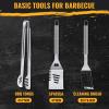 imageBBQ Grilling Accessories 16Inch Stainless Steel BBQ Grill Tools Set for Men Heavy Duty Grilling Accessories Kit for Camping Kitchen Extra Thick Barbecue Utensil3 pcsplus
