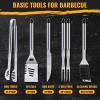 imageBBQ Grilling Accessories 16Inch Stainless Steel BBQ Grill Tools Set for Men Heavy Duty Grilling Accessories Kit for Camping Kitchen Extra Thick Barbecue Utensil6 pcsplus