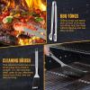 imageBBQ Grilling Accessories 16Inch Stainless Steel BBQ Grill Tools Set for Men Heavy Duty Grilling Accessories Kit for Camping Kitchen Extra Thick Barbecue Utensil3 pcsplus