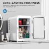 imageCompact Refrigerator Portable Mini Fridge Skin Care 4L Capacity6 Cans for Bedroom Car Office ampamp Dorm Small Cooler for Cosmetics Beverage and Food BlackWhite