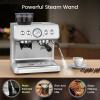 imageEspresso Machine with Grinder Stainless Steel 20 Bar SemiAutomatic Expresso Coffee Machines Featuring a Milk Frother Steam Wand Removable Water Tank for Latte Macchiato Cappuccino