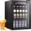 imageMini Fridge 130 Can Beverage Refrigerator Cooler 32 CuFt Drink Fridge for Soda Wine Beer Adjustable Temperature Control for Home Office BlackBlack