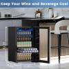 imageMini Fridge 130 Can Beverage Refrigerator Cooler 32 CuFt Drink Fridge for Soda Wine Beer Adjustable Temperature Control for Home Office BlackSilver